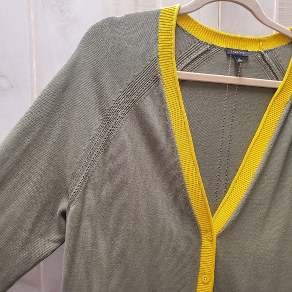 Talbots Grandpa Cardigan Colorblock Button Up Retro 70s - Picture 3 of 13